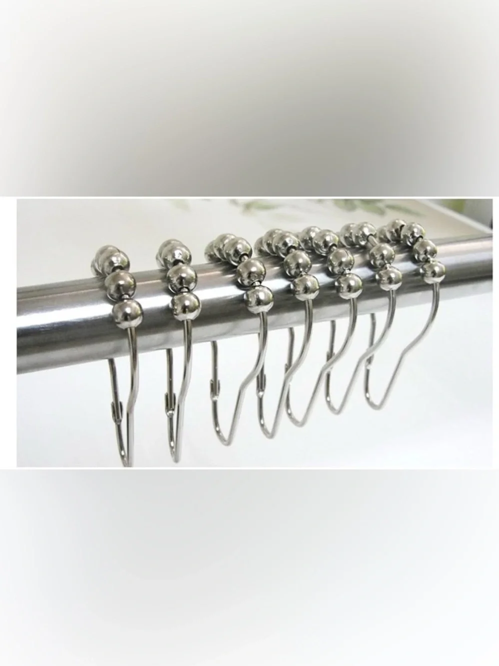 Rustproof Polished Chrome silver Shower Curtain Hooks - Set of 12 new